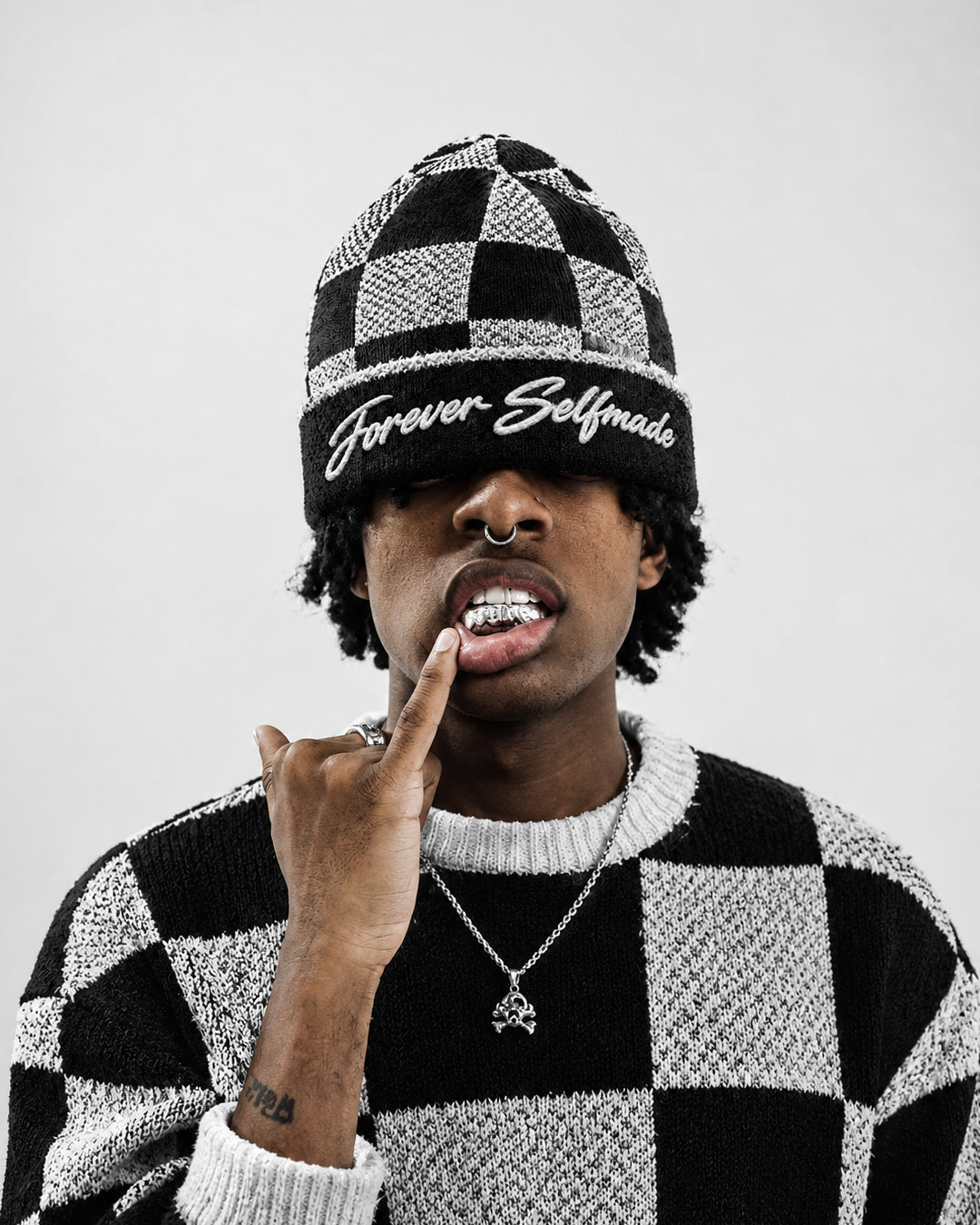 Selfmade Monochrome Check Beanie *PRE ORDER*